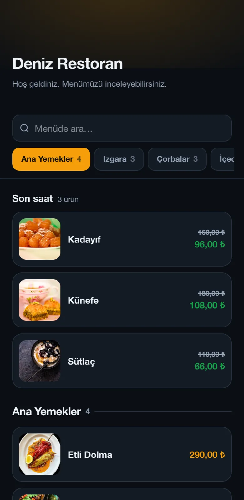 QR menü